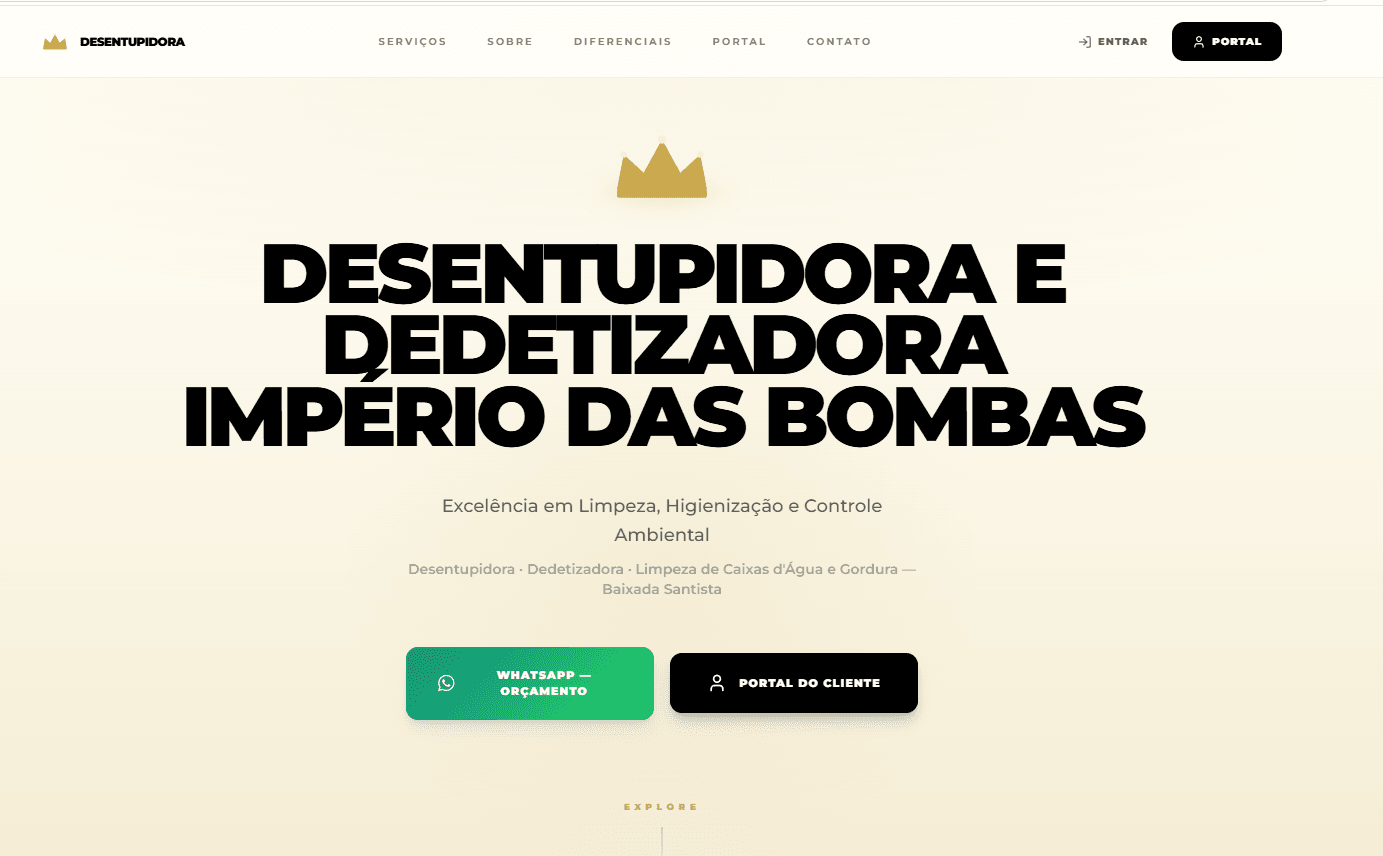 Interface do sistema em produção: Império das Bombas
